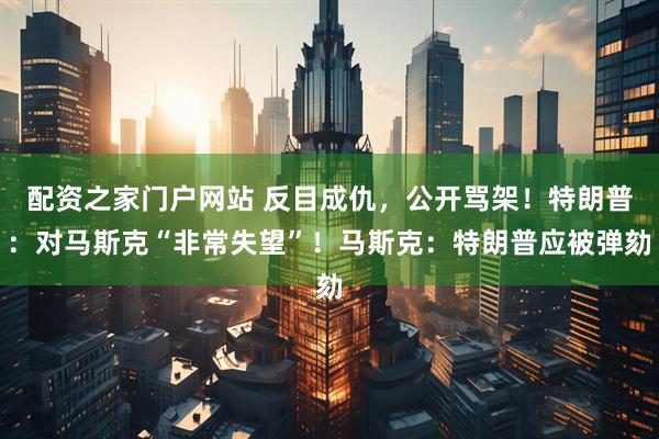 配资之家门户网站 反目成仇，公开骂架！特朗普：对马斯克“非常失望”！马斯克：特朗普应被弹劾